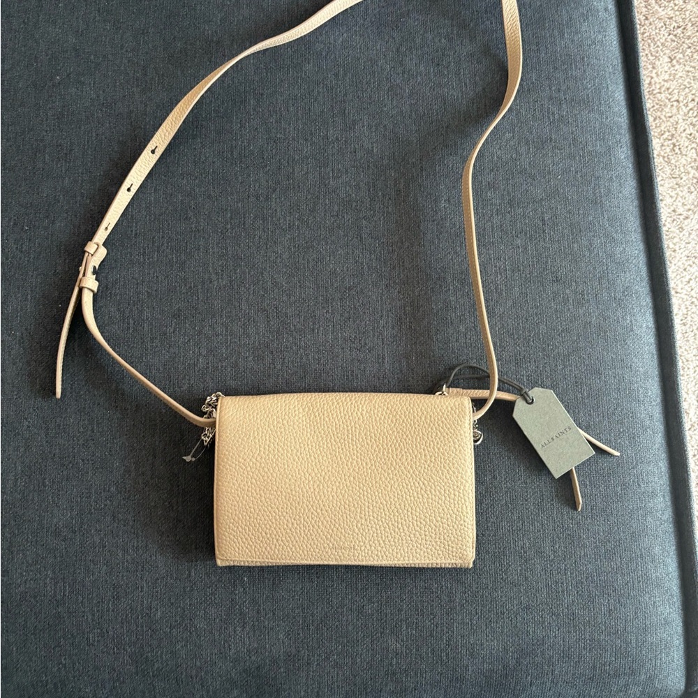 All Saints Tan Crossbody Bag Minimalist Design